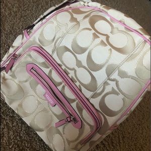 Pink and glitter gold coach backpack